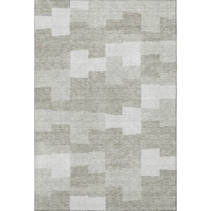 HomeRoots 5' X 8' Taupe And Ivory Geometric Washable Area Rug - Durable, Stain Resistant, UV Protected Design 654960