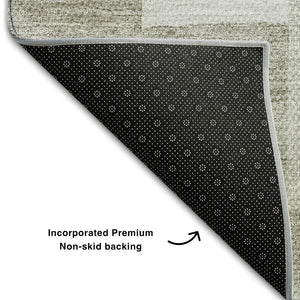 HomeRoots 8' Taupe & Ivory Geometric Round Rug - Washable, UV Protected, Stain Resistant for Busy Homes! 654961
