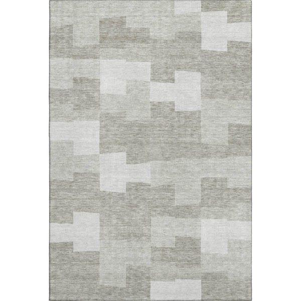 HomeRoots 8' X 10' Taupe and Ivory Geometric Area Rug - Washable, UV Protected, Ideal for High-Traffic Spaces 654962
