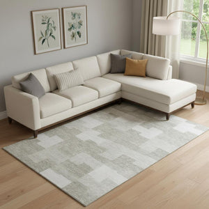 HomeRoots 8' X 10' Taupe and Ivory Geometric Area Rug - Washable, UV Protected, Ideal for High-Traffic Spaces 654962