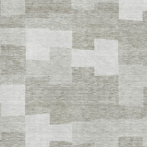 HomeRoots 8' X 10' Taupe and Ivory Geometric Area Rug - Washable, UV Protected, Ideal for High-Traffic Spaces 654962