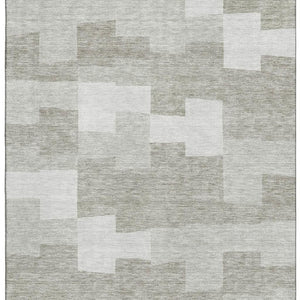 HomeRoots 8' X 10' Taupe and Ivory Geometric Area Rug - Washable, UV Protected, Ideal for High-Traffic Spaces 654962