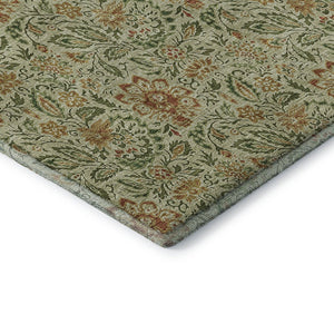 HomeRoots 5' X 8' Artichoke Green Floral Area Rug – Stain-Resistant, UV Protected, Perfect for Any Space! 654966