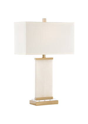 Wildwood Damon Alabaster Table Lamp With Crystal & Antique Brass Accents — Rustic Modern 27.5" Ambient Light 65497