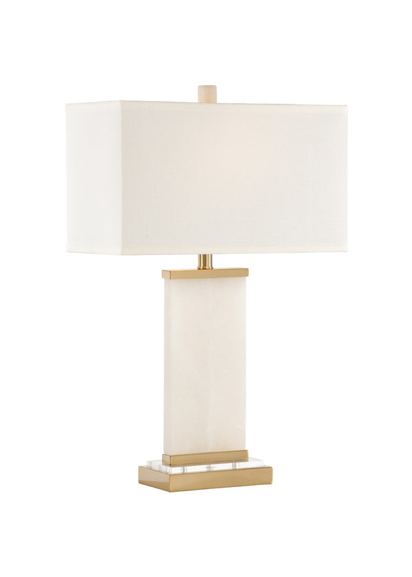 Wildwood Damon Alabaster Table Lamp With Crystal & Antique Brass Accents — Rustic Modern 27.5" Ambient Light 65497