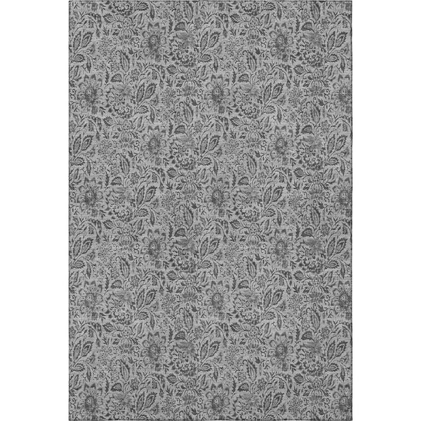 HomeRoots 5' X 8' Gray and Silver Floral Area Rug - Stain-Resistant, UV-Protected, Perfect for High-Traffic Spaces 654978