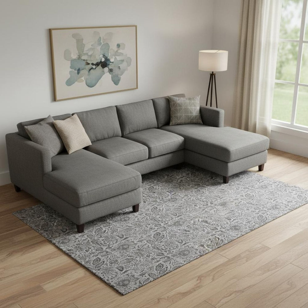 HomeRoots 8' X 10' Gray and Silver Floral Area Rug - Washable, UV Protected, and Stylish for Every Home! 654980