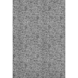 HomeRoots 10' Gray and Silver Floral Area Rug - Washable, UV-Protected, Ideal for High-Traffic Spaces 654982