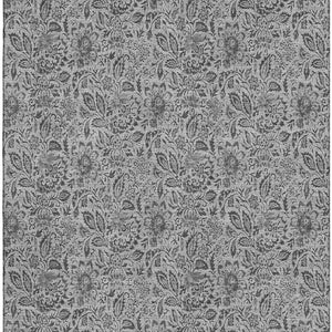 HomeRoots 10' Gray and Silver Floral Area Rug - Washable, UV-Protected, Ideal for High-Traffic Spaces 654982