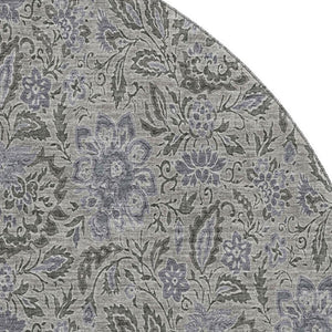 HomeRoots 8' Khaki and Gray Floral Washable Round Rug - UV Protected, Stain Resistant, Ideal for Active Homes 654985