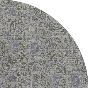 HomeRoots 8' Khaki and Gray Floral Washable Round Rug - UV Protected, Stain Resistant, Ideal for Active Homes 654985