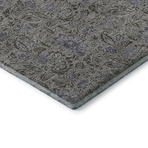HomeRoots 8' Khaki and Gray Floral Washable Round Rug - UV Protected, Stain Resistant, Ideal for Active Homes 654985