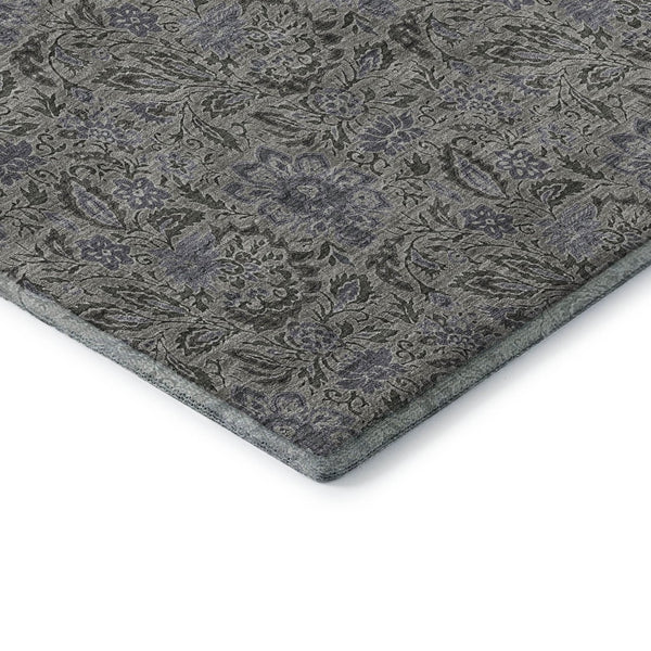 HomeRoots 8' Khaki and Gray Floral Washable Round Rug - UV Protected, Stain Resistant, Ideal for Active Homes 654985