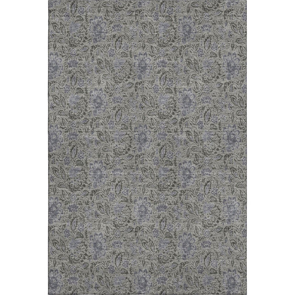 HomeRoots 8' X 10' Khaki & Gray Floral Area Rug - Durable, Washable, UV-Protected, Family-Friendly Design! 654986