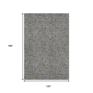 HomeRoots 10' X 14' Khaki And Gray Floral Area Rug - Durable, Washable, UV Protected for High-Traffic Rooms! 654988