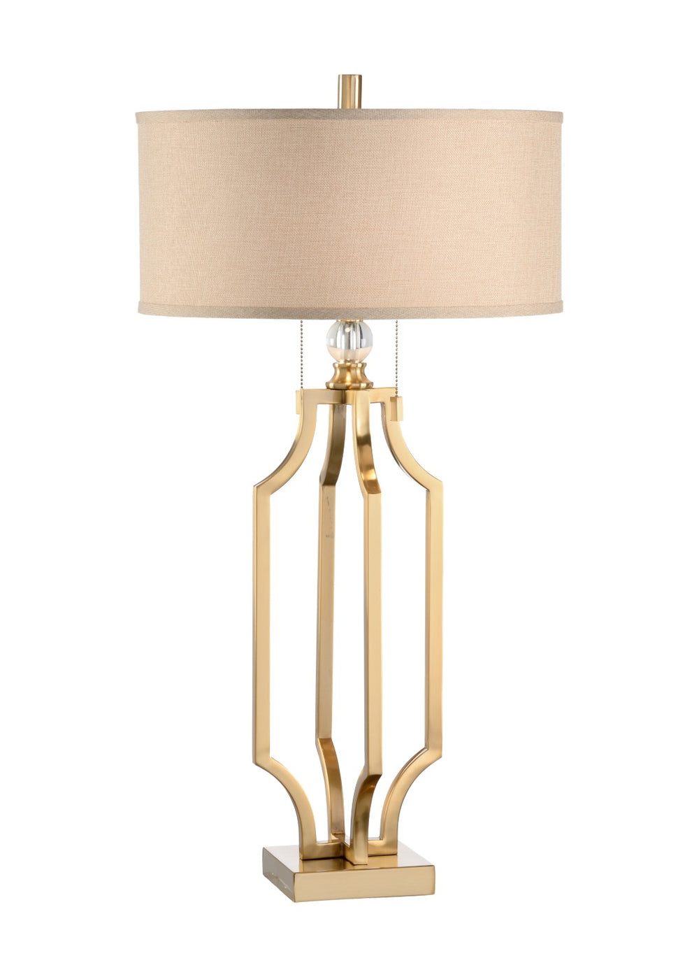 Wildwood Valentino Antique Brass Two-Light Table Lamp With Open-Frame Design And Shallow Drum Shade, 33"H 65499