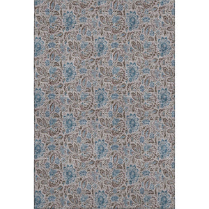HomeRoots 8' X 10' Floral Area Rug in Coffee and Blue - Washable, UV-Protected, Stylish & Durable for Homes 654992