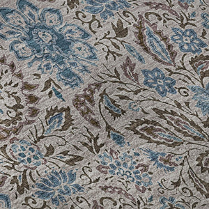 HomeRoots 8' X 10' Floral Area Rug in Coffee and Blue - Washable, UV-Protected, Stylish & Durable for Homes 654992