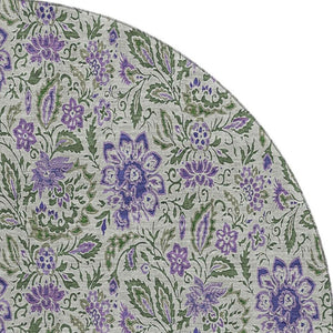 HomeRoots 8' Olive Green and Purple Floral Washable Round Area Rug – UV Protected, Stain Resistant Beauty! 654997