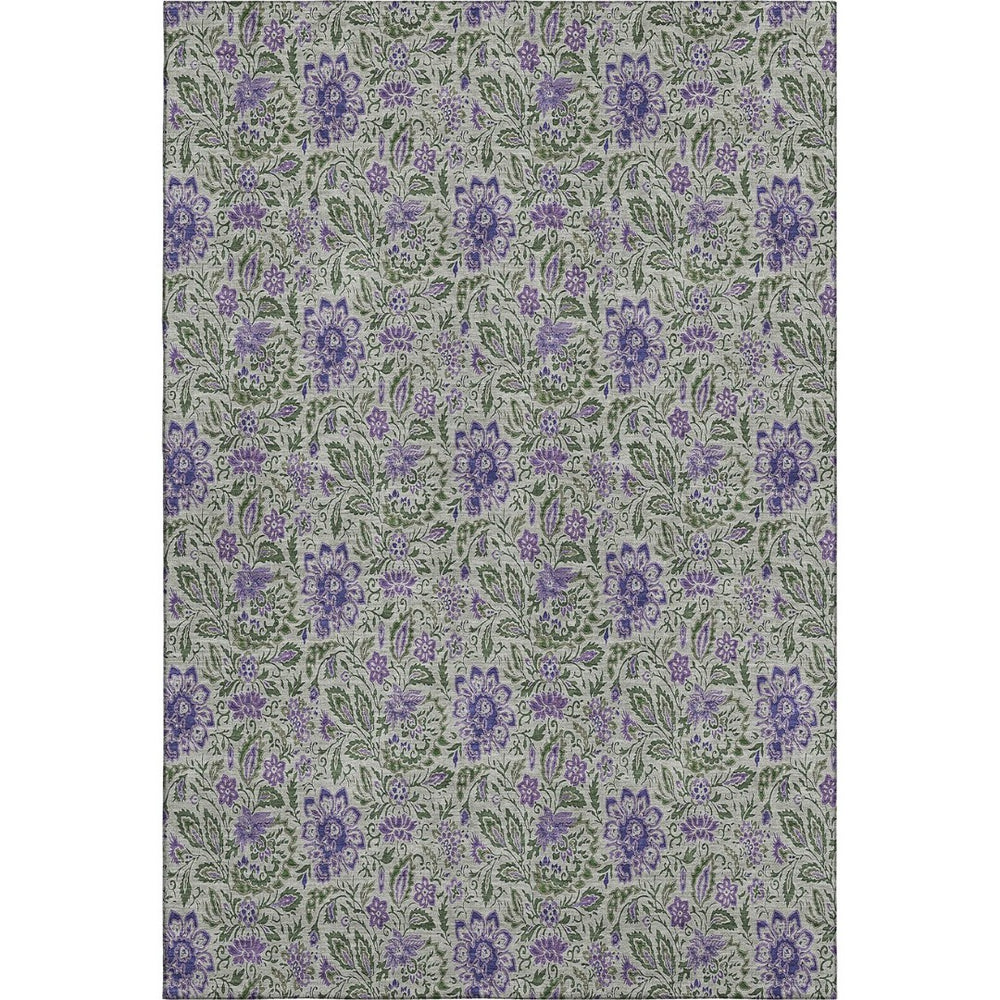 HomeRoots 8' X 10' Olive Green and Purple Floral Area Rug – Washable, UV-Protected, Perfect for Busy Homes! 654998