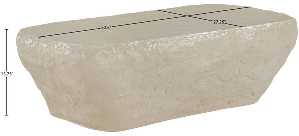 Meridian Furniture Rockford Fiber Reinforced Concrete Coffee Table Art Deco Geometric Indoor Outdoor Lounge Use Beige 654Sand-CT