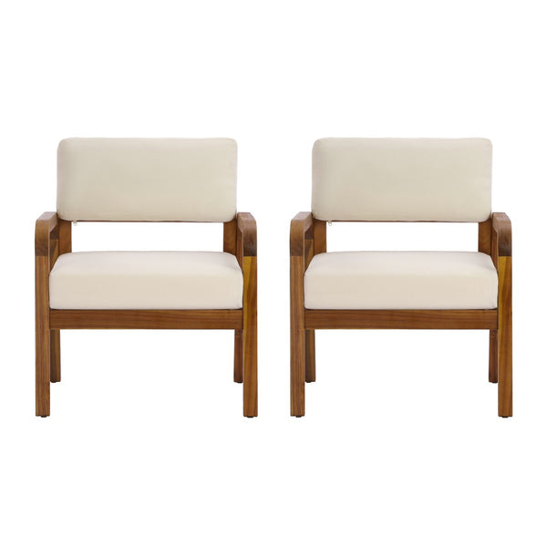 English Elm Outdoor Solid Acacia Wood Patio Armchair Teak Finish Slat Back Poolside Lounge N768P382498T_2