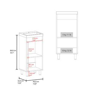 English Elm White Wall-Mounted Bathroom Vanity With 1 Door & 2 Shelves For Organized, Modern Spaces B062P355662-GIGA