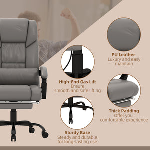English Elm Vinsetto High Back Massage Office Chair with 6-Point Vibration, 130° Recline, Footrest, Gray Faux Leather W2225P173840