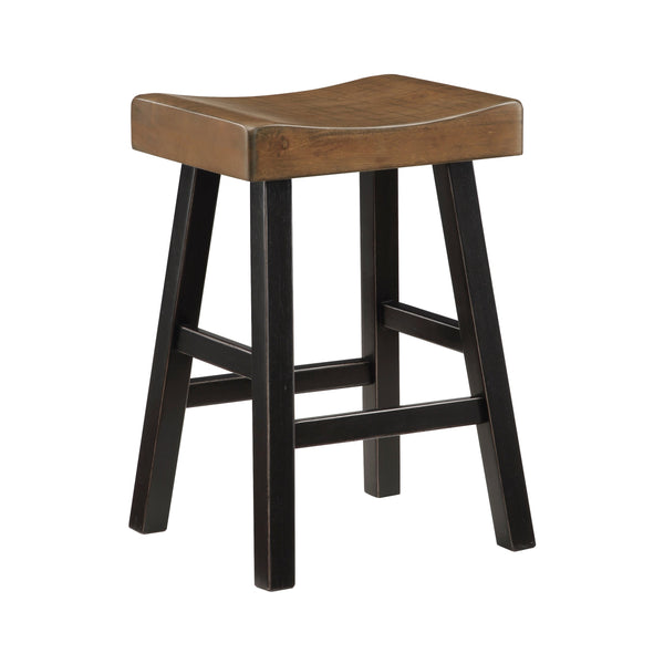 English Elm Transitional Counter Height Stools Set of 2 — 24" Rustic Accent Solid Rubberwood Seats for Islands Black,Brown 39.75 L x 20 W x 9.25 H B011P284437