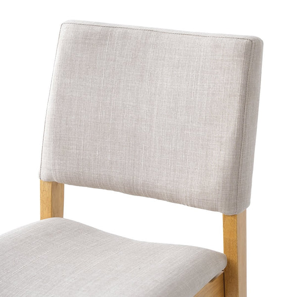 English Elm Upholstered Stackable Dining Chairs Linen Fabric Rubberwood Frame Rustic Set of 2 Natural N752P327192N