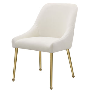 English Elm Lichton Velvet Upholstered Dining Side Chair Set of 2 with Foam Padding, Brass Legs & Back Handle Ivory+Gold B062P299932