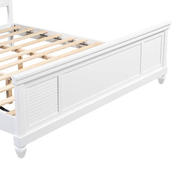English Elm King Solid Wood Platform Bed White Farmhouse Headboard Low Profile Sturdy Frame N758K649900K