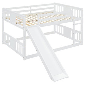 English Elm Full Over Kids Bunk Bed with Built-in Slide Ladder Pine Frame Gray Finish LT100208AAK