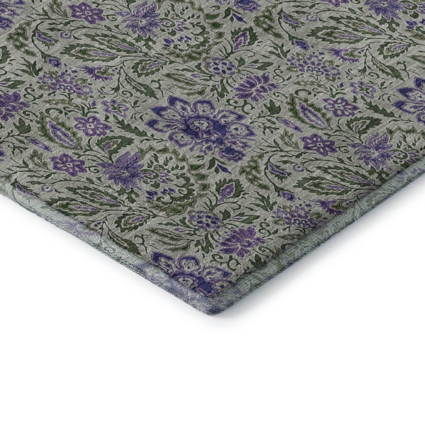 HomeRoots 10' Olive Green & Purple Floral Area Rug - Washable, UV Protected, Durable for High-Traffic Rooms 655000