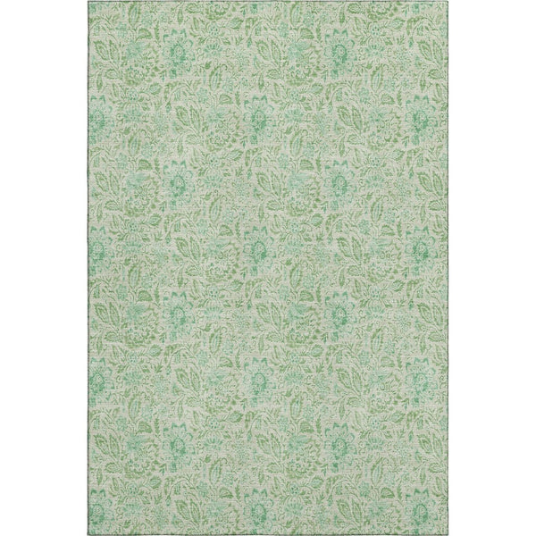 HomeRoots 10' X 14' Sage Ivory Floral Area Rug - Washable, UV Protected, Durable Elegance for Any Space 655006