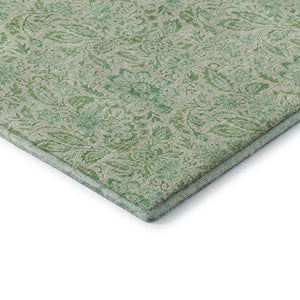 HomeRoots 10' X 14' Sage Ivory Floral Area Rug - Washable, UV Protected, Durable Elegance for Any Space 655006