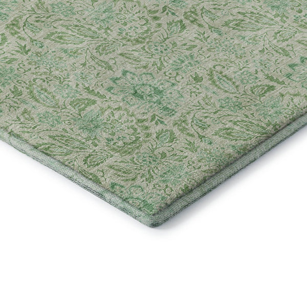 HomeRoots 10' X 14' Sage Ivory Floral Area Rug - Washable, UV Protected, Durable Elegance for Any Space 655006