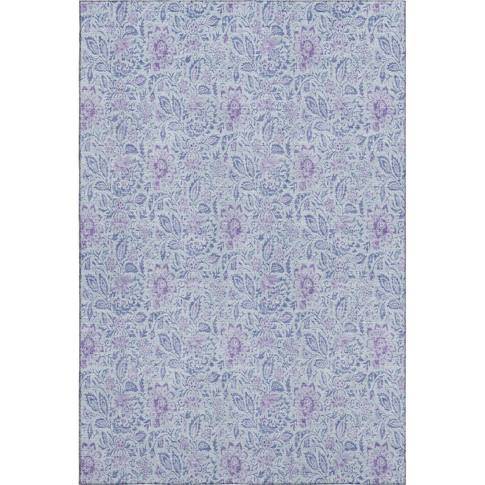 HomeRoots 5' X 8' Sky Blue & Purple Floral Washable Area Rug - UV Resistant, Stain-Proof, Durable & Stylish 655008