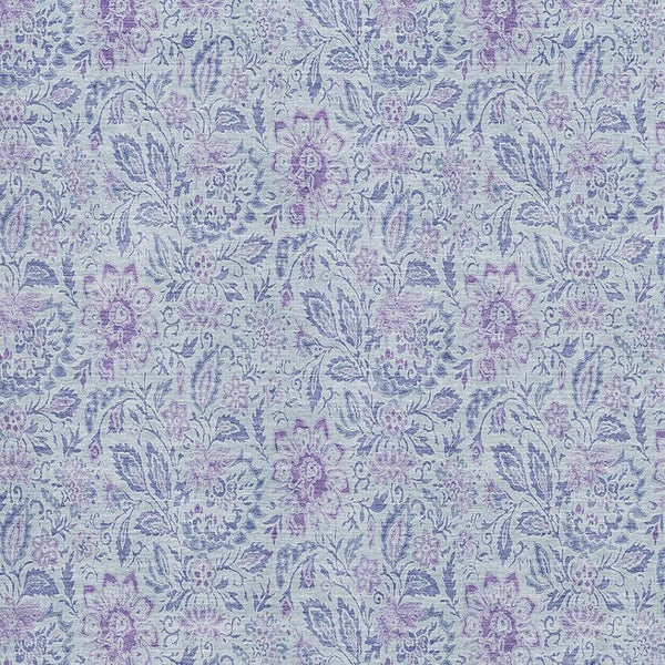 HomeRoots 5' X 8' Sky Blue & Purple Floral Washable Area Rug - UV Resistant, Stain-Proof, Durable & Stylish 655008