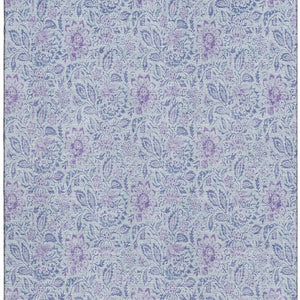 HomeRoots 5' X 8' Sky Blue & Purple Floral Washable Area Rug - UV Resistant, Stain-Proof, Durable & Stylish 655008