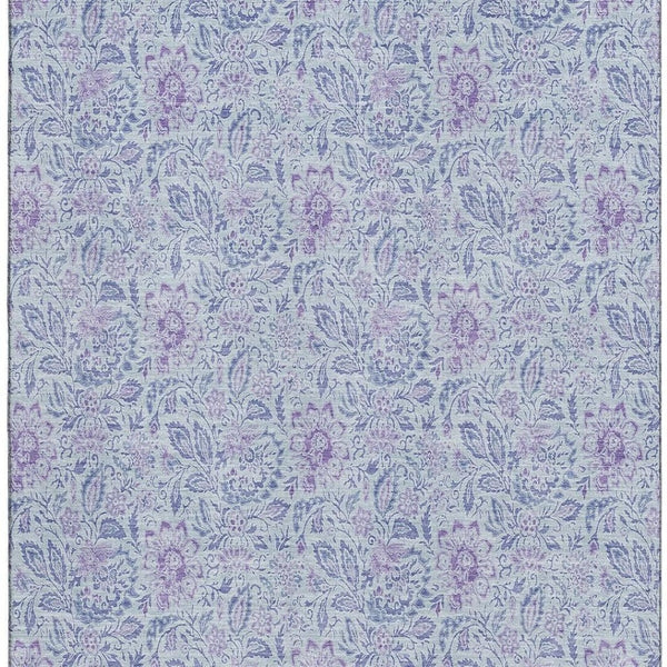 HomeRoots 5' X 8' Sky Blue & Purple Floral Washable Area Rug - UV Resistant, Stain-Proof, Durable & Stylish 655008