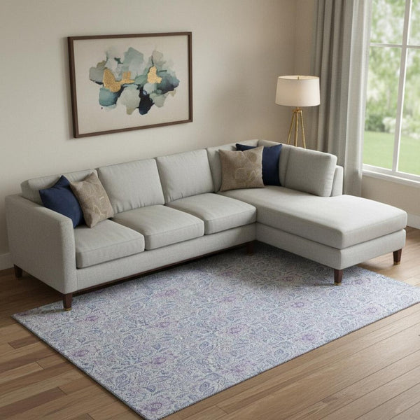 HomeRoots 8' X 10' Sky Blue and Purple Floral Area Rug - Washable, UV Protected, Durable, Pet-Friendly Design 655010