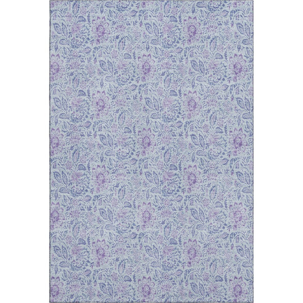 HomeRoots 9' X 12' Floral Area Rug in Sky Blue & Purple - Washable, Stain Resistant, UV Protected & Soft 655011
