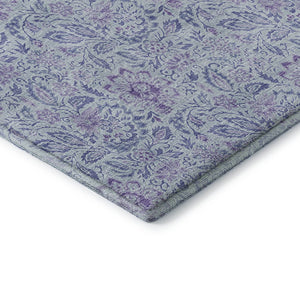 HomeRoots 9' X 12' Floral Area Rug in Sky Blue & Purple - Washable, Stain Resistant, UV Protected & Soft 655011