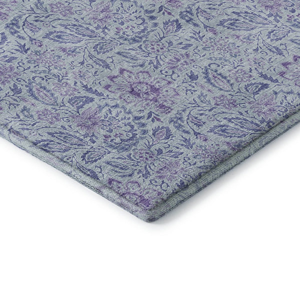 HomeRoots 9' X 12' Floral Area Rug in Sky Blue & Purple - Washable, Stain Resistant, UV Protected & Soft 655011