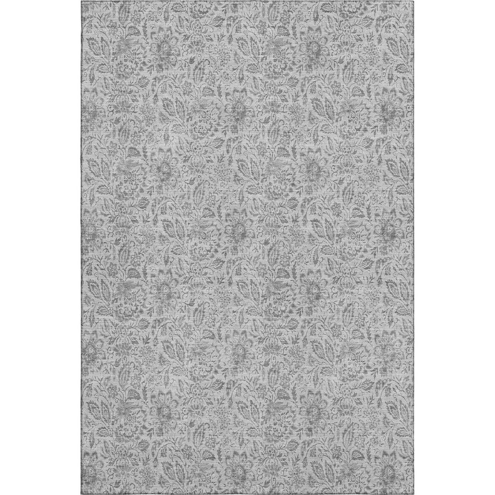 HomeRoots 8' X 10' Silver and Gray Floral Washable Area Rug – Stylish, Durable, UV Protected for Busy Homes 655016