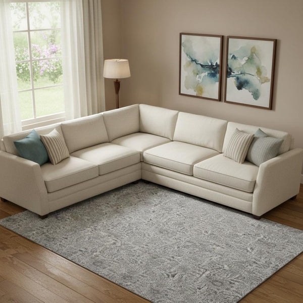 HomeRoots 9' X 12' Silver and Gray Floral Area Rug - Washable, UV Protected, Durable & Stylish for Homes 655017