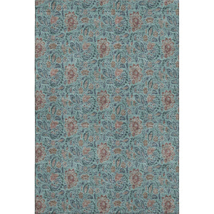 HomeRoots 5' X 8' Teal and Brown Floral Washable Area Rug - Durable, UV-Protected, Stain-Resistant Design for Homes 655020