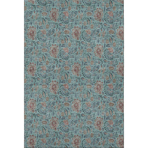 HomeRoots 9' X 12' Teal & Brown Floral Area Rug – Washable, UV Protected, Stain-Resistant for Busy Homes 655023