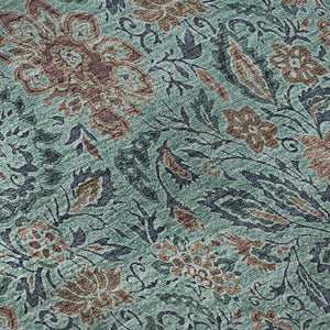 HomeRoots 10' Teal and Brown Floral Washable Area Rug - UV Protected, Stain Resistant, Perfect for Busy Homes! 655024